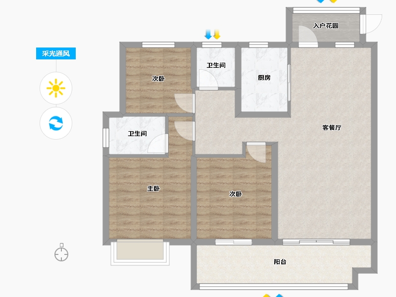 安徽省-阜阳市-华安公园1号-95.99-户型库-采光通风