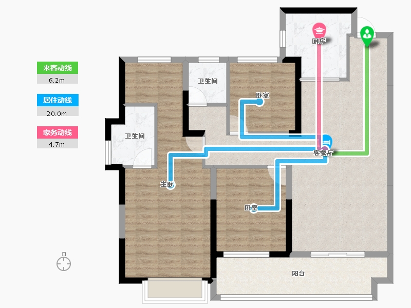 江苏省-盐城市-​碧桂园玺悦学府-107.20-户型库-动静线