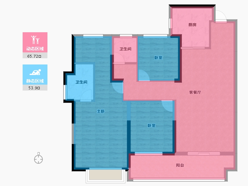 江苏省-盐城市-​碧桂园玺悦学府-107.20-户型库-动静分区