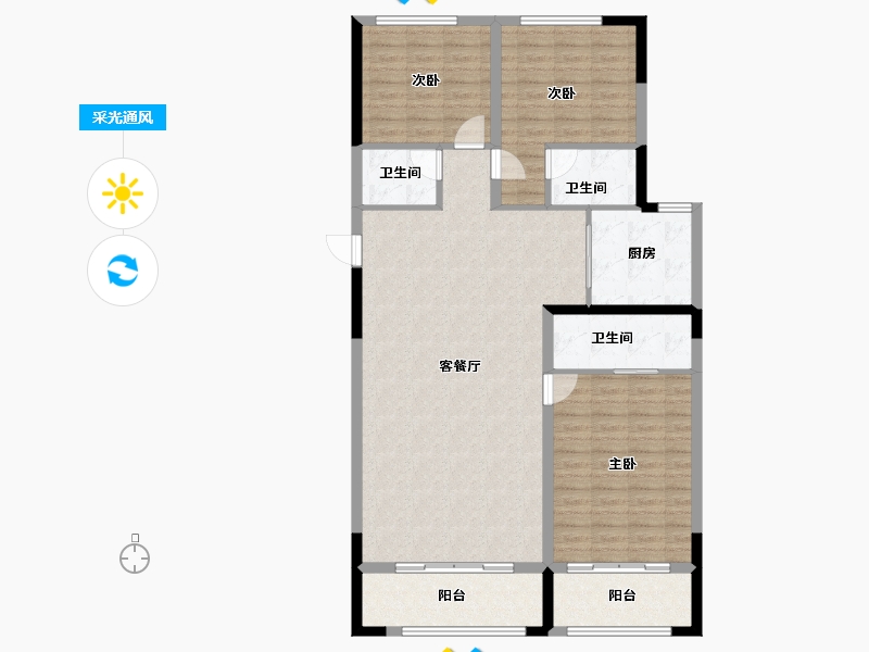 青海省-西宁市-锦绣新天地-122.87-户型库-采光通风