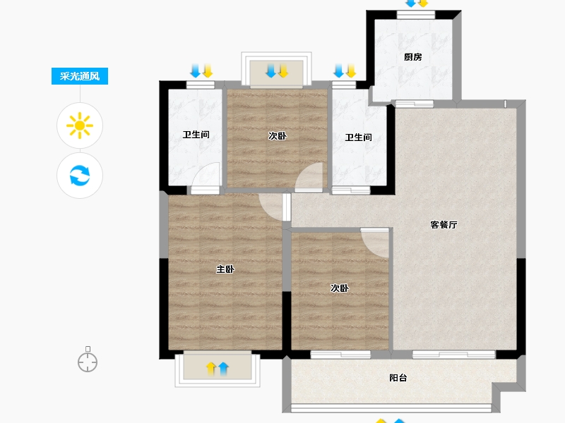 江苏省-盐城市-悦达交投玖玺台-88.00-户型库-采光通风