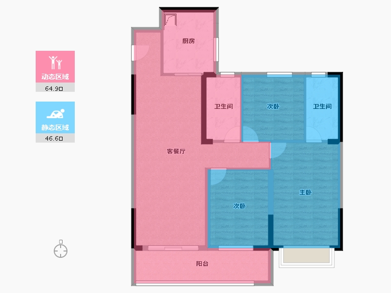 江苏省-盐城市-​绿城晓风印月-100.00-户型库-动静分区