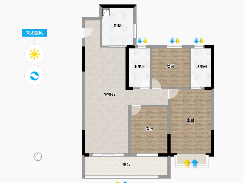 江苏省-盐城市-​绿城晓风印月-100.00-户型库-采光通风