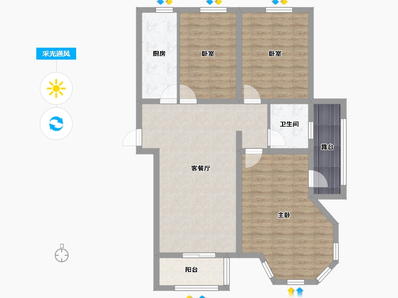 辽宁省-葫芦岛市-中央国际城-91.35-户型库-采光通风