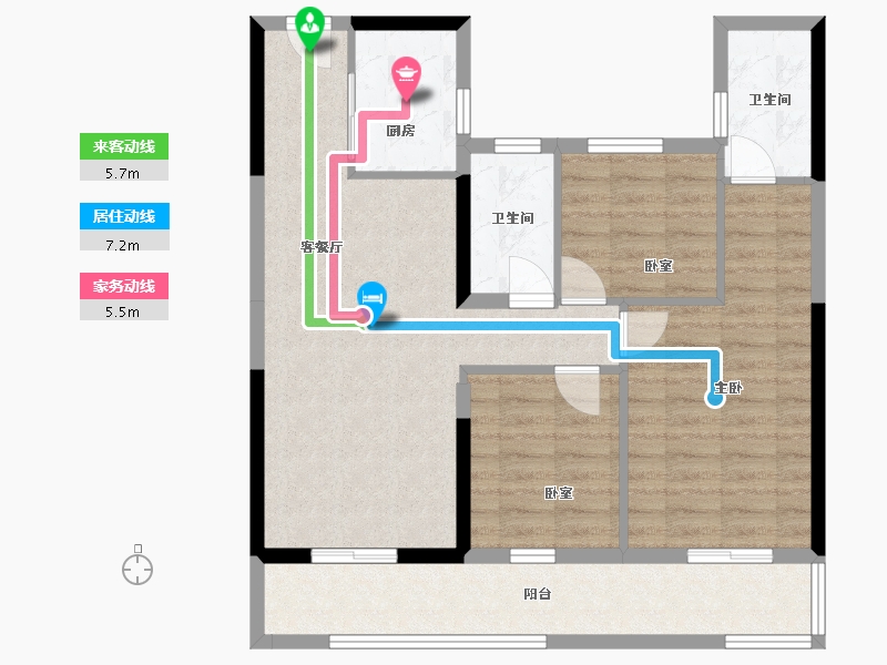 湖南省-衡阳市-衡阳碧桂园华新时代-85.00-户型库-动静线