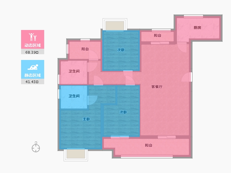 湖南省-常德市-金科美的堂悦-110.00-户型库-动静分区