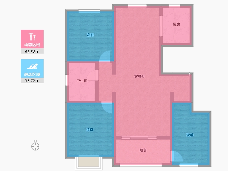 新疆维吾尔自治区-伊犁哈萨克自治州-印象江南-89.26-户型库-动静分区