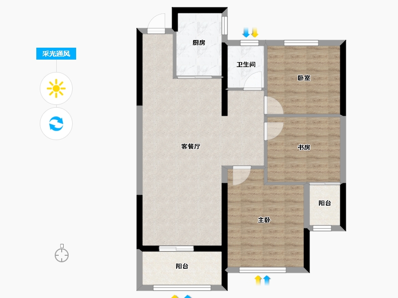 山东省-菏泽市-正东凯旋豪庭-84.00-户型库-采光通风