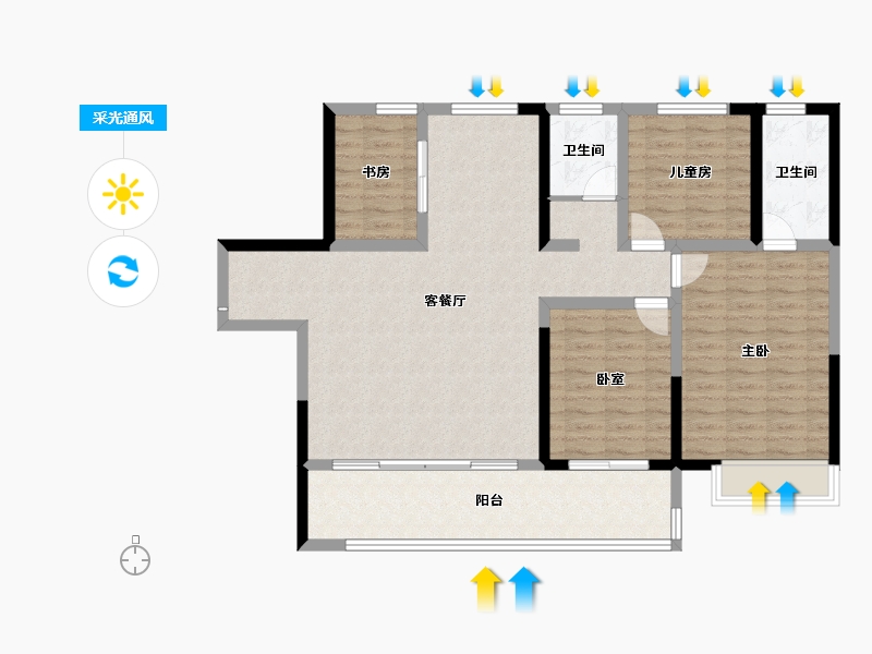 河南省-洛阳市-建业滨河珑府-112.04-户型库-采光通风