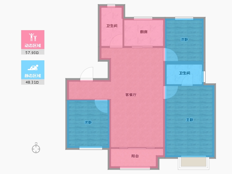 山东省-淄博市-淄博融创滨江壹号-96.00-户型库-动静分区