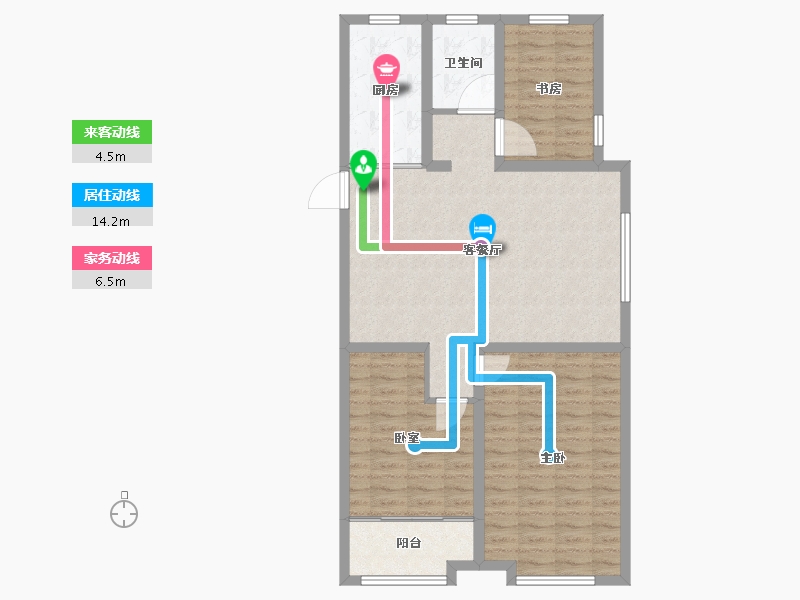 山东省-淄博市-鸿泰花漾城-94.40-户型库-动静线