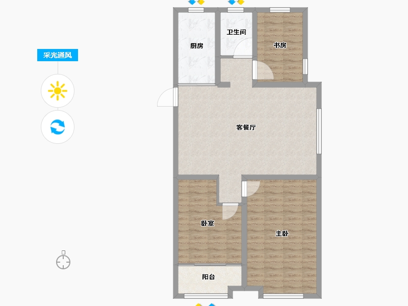 山东省-淄博市-鸿泰花漾城-94.40-户型库-采光通风