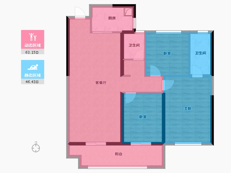 山东省-菏泽市-正东凯旋豪庭-98.34-户型库-动静分区