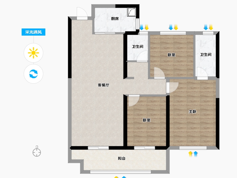 山东省-菏泽市-正东凯旋豪庭-98.34-户型库-采光通风