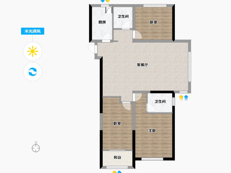 山东省-菏泽市-正东凯旋豪庭-104.80-户型库-采光通风