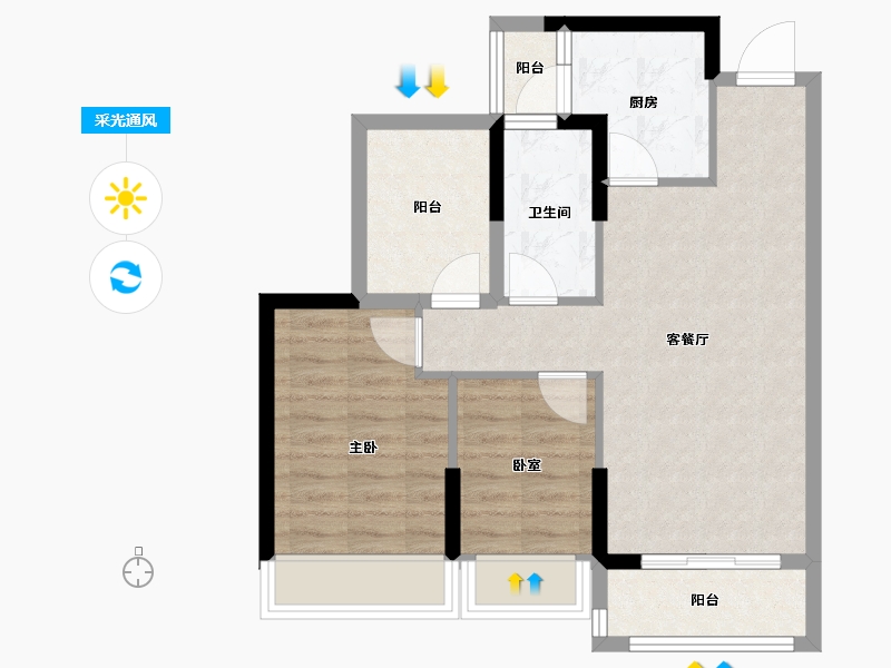 广东省-惠州市-江滨华府-66.16-户型库-采光通风