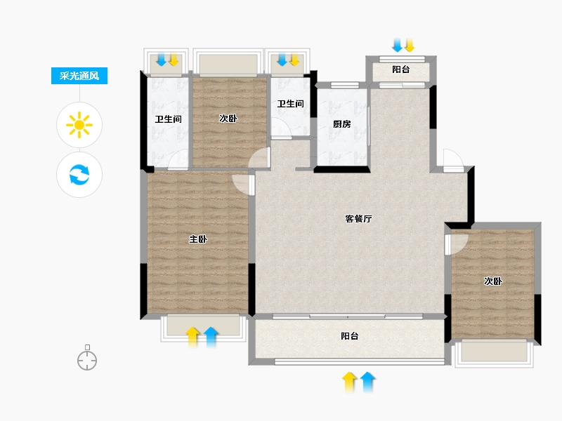 江苏省-盐城市-​绿城晓风印月-123.45-户型库-采光通风