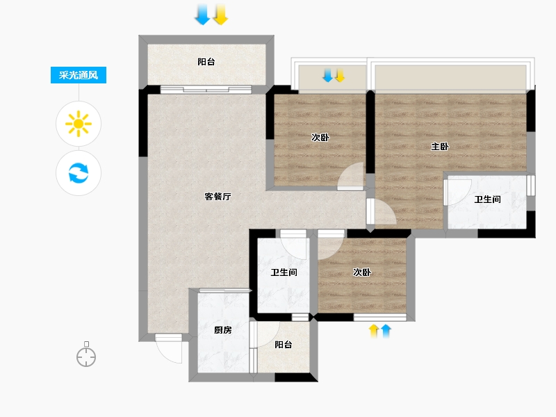 四川省-内江市-西城首座-72.92-户型库-采光通风