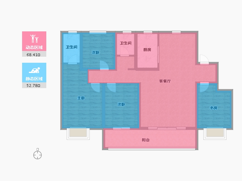 安徽省-阜阳市-华安公园1号-108.00-户型库-动静分区