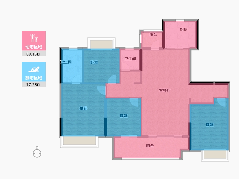 安徽省-阜阳市-旭辉双清江来-114.40-户型库-动静分区