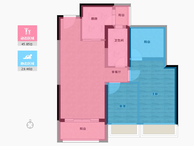 广东省-惠州市-江滨华府-66.75-户型库-动静分区