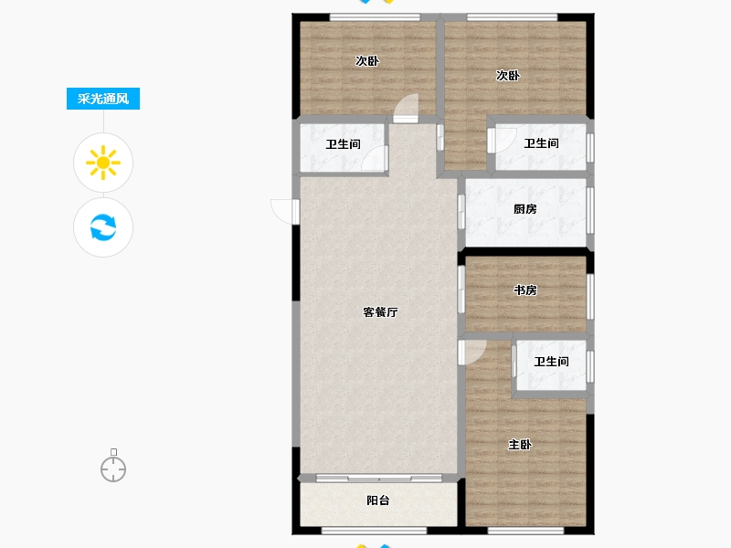 青海省-西宁市-锦绣新天地-132.86-户型库-采光通风