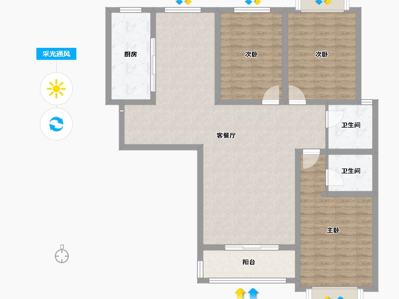 陕西省-咸阳市-嘉园华庭-111.95-户型库-采光通风