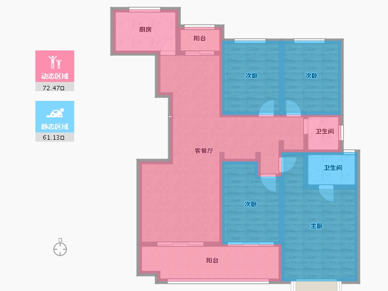 陕西省-咸阳市-武功怡心檀香府-118.40-户型库-动静分区