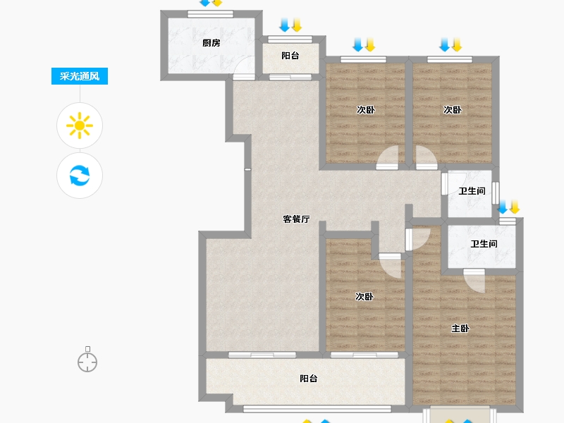 陕西省-咸阳市-武功怡心檀香府-118.40-户型库-采光通风