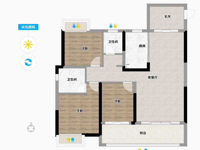 江西省-宜春市-明珠壹号-93.57-户型库-采光通风