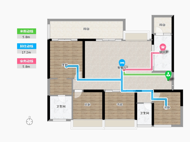 四川省-宜宾市-​华侨城三江口CBD-125.61-户型库-动静线