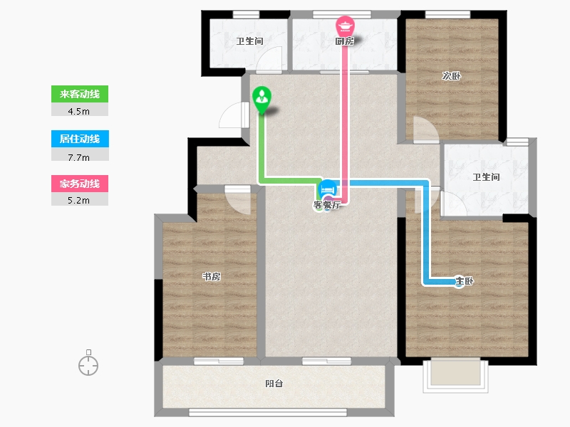 山东省-菏泽市-长安府长安中心-104.66-户型库-动静线