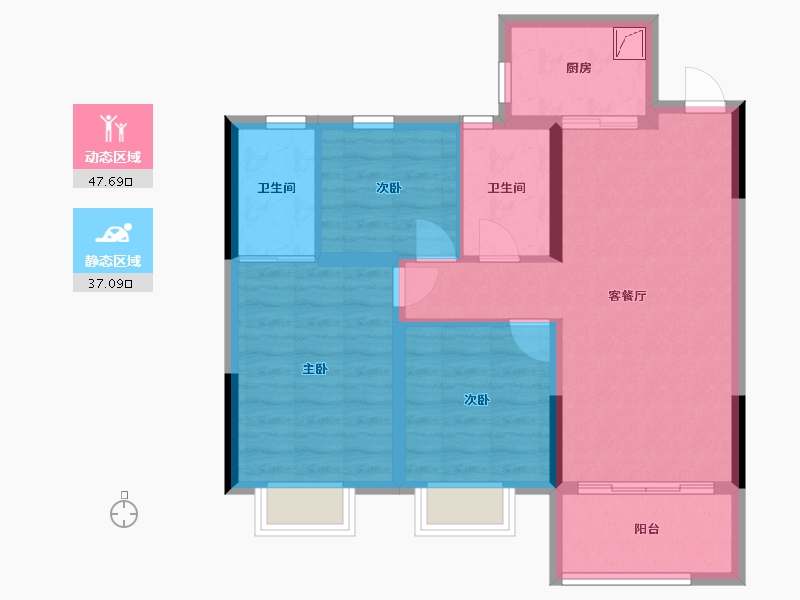 河南省-信阳市-蓝光雍锦府-82.17-户型库-动静分区