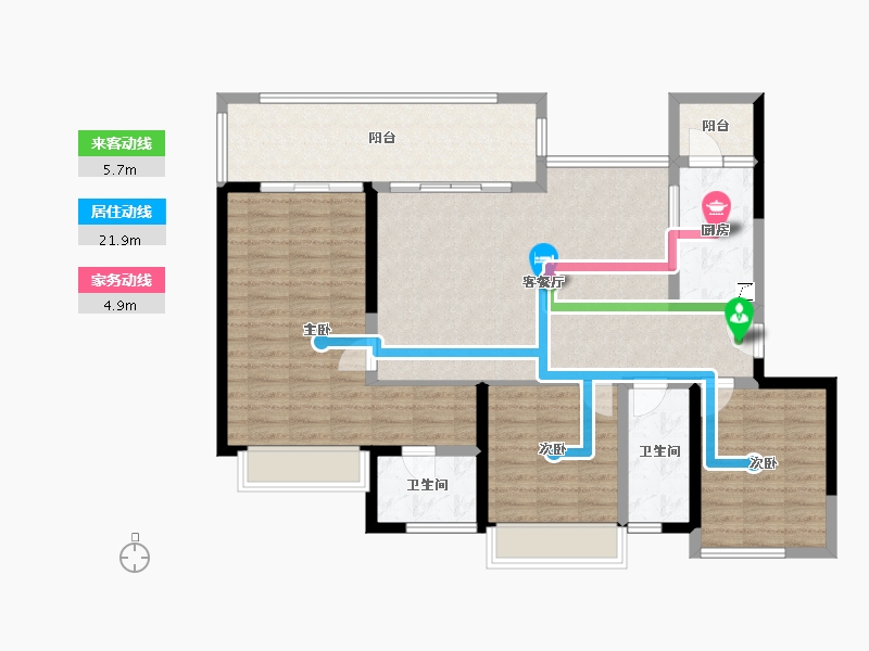 四川省-宜宾市-​华侨城三江口CBD-111.44-户型库-动静线