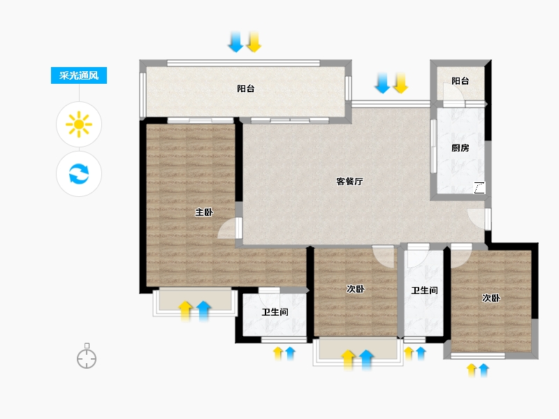 四川省-宜宾市-​华侨城三江口CBD-111.44-户型库-采光通风