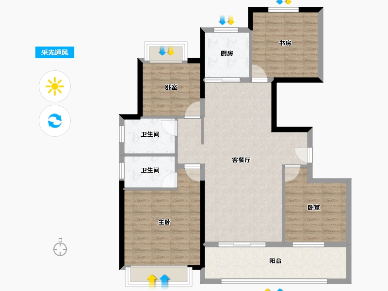 江苏省-盐城市-​中海华樾-107.20-户型库-采光通风