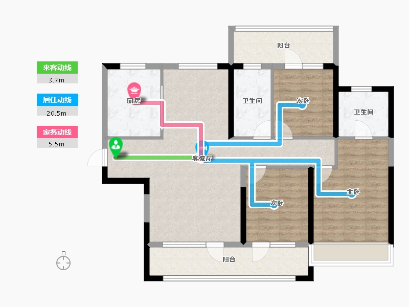 青海省-西宁市-中房·东方云舒-102.25-户型库-动静线