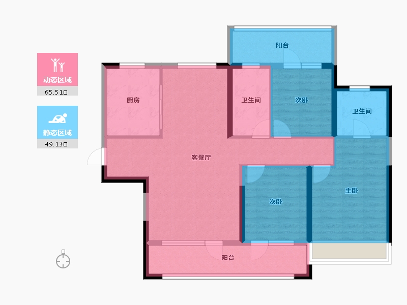 青海省-西宁市-中房·东方云舒-102.25-户型库-动静分区