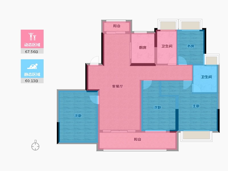 江苏省-盐城市-​绿城晓风印月-114.40-户型库-动静分区