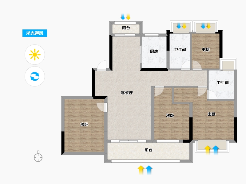 江苏省-盐城市-​绿城晓风印月-114.40-户型库-采光通风