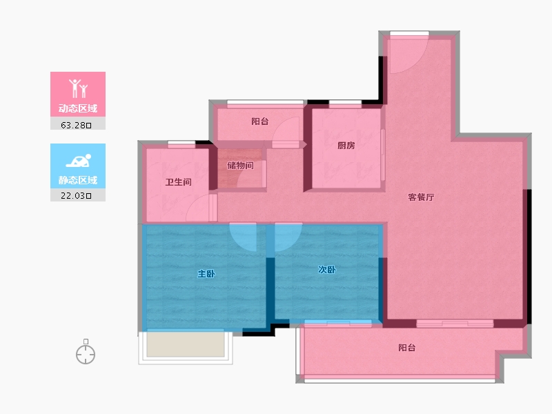 江苏省-盐城市-昕悦府-76.00-户型库-动静分区