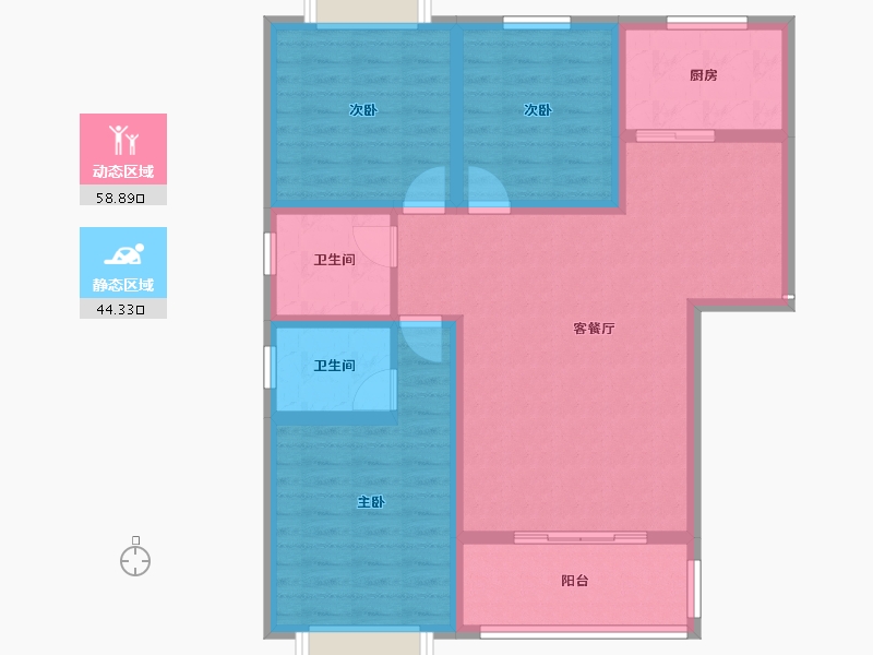 陕西省-咸阳市-嘉园华庭-92.14-户型库-动静分区