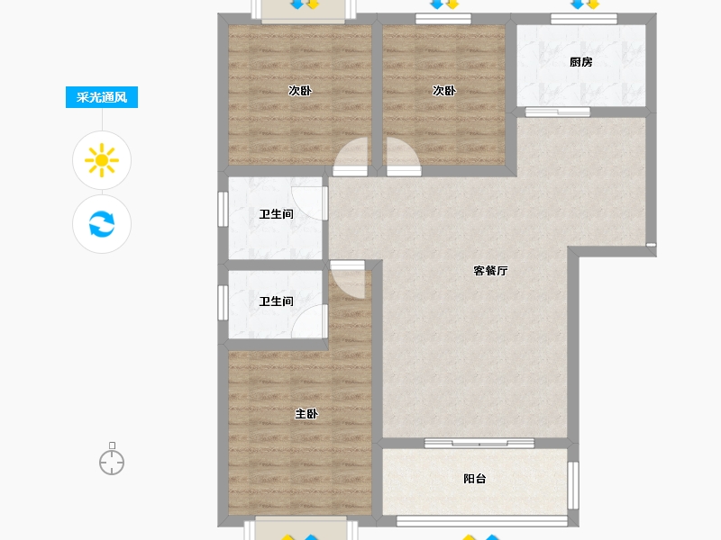 陕西省-咸阳市-嘉园华庭-92.14-户型库-采光通风