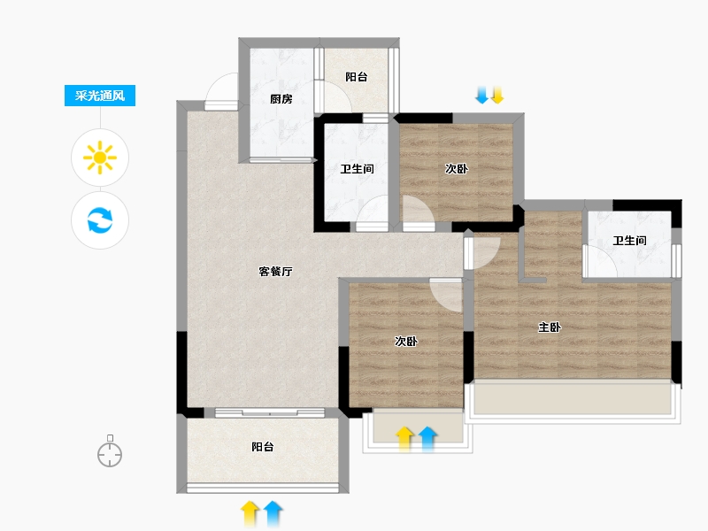 四川省-内江市-西城首座-76.37-户型库-采光通风