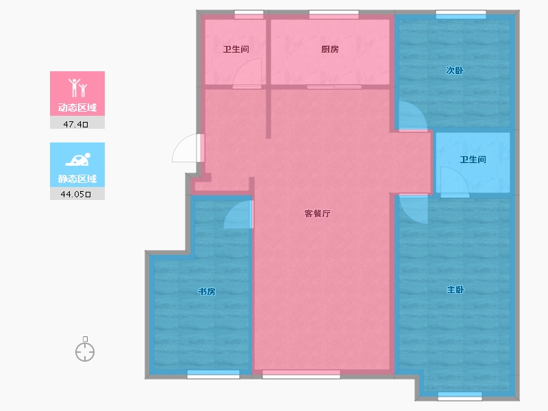 辽宁省-葫芦岛市-富都山海间-82.61-户型库-动静分区