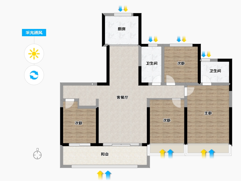 山东省-菏泽市-明丰理想城-123.48-户型库-采光通风