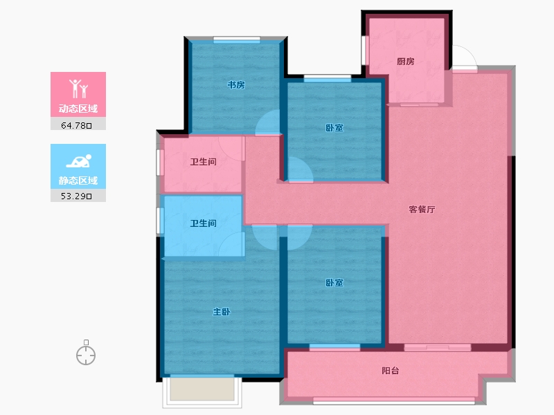 江苏省-盐城市-​中海华樾-105.54-户型库-动静分区