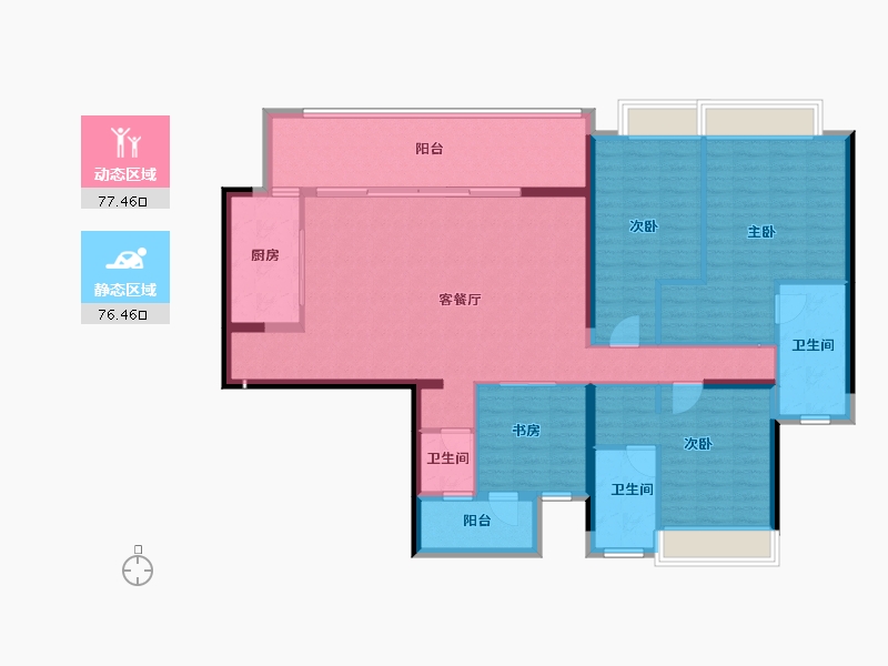 四川省-宜宾市-​华侨城三江口CBD-139.23-户型库-动静分区