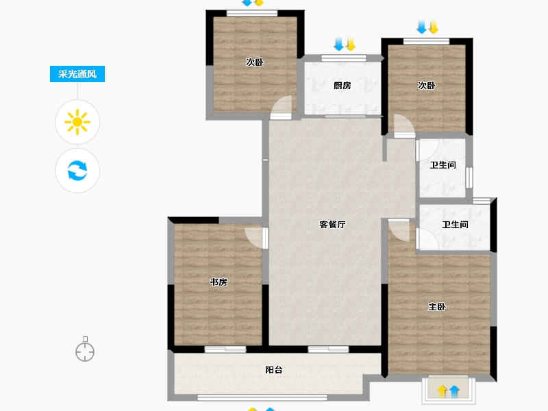 山东省-菏泽市-长安府长安中心-120.00-户型库-采光通风