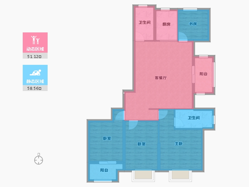 江苏省-徐州市-绿城蘭园-98.38-户型库-动静分区